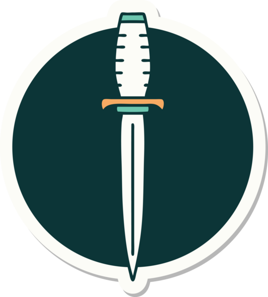 Bir insan tarafından çizilmiş geleneksel bir hançer stili dövme çıkartması.