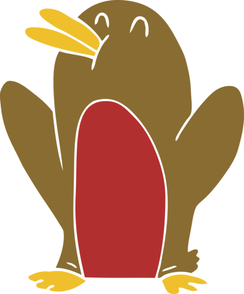 Bir insan tarafından çizilmiş düz renkli çizgi film Robin