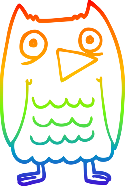 gökkuşağı gradyan çizimi bir insan tarafından çizilmiş komik bir baykuş çizimi