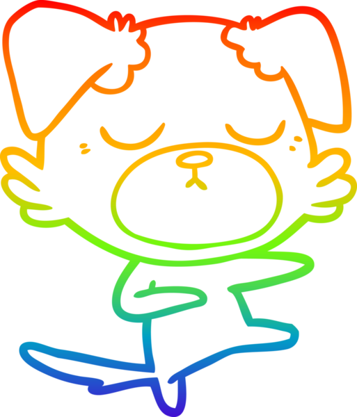 Gökkuşağı gradyan çizimi. Bir insan tarafından çizilmiş şirin bir köpek çizimi.