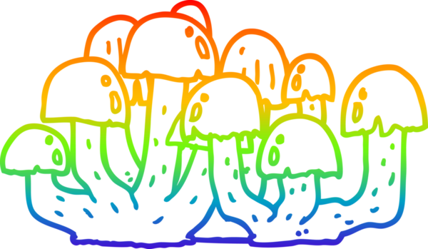 gökkuşağı gradyan çizgi çizimi bir insan tarafından çizilmiş mantar karikatürü