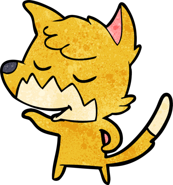 Bir insan tarafından çizilmiş dost canlısı çizgi film tilkisi