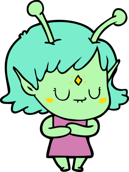 Bir insan tarafından çizilmiş uzaylı kız.