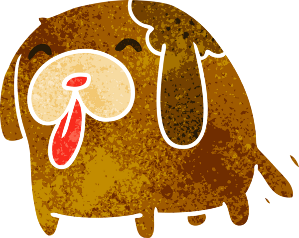 Bir insan tarafından çizilmiş sevimli bir köpeğin eski çizgi film çizimi kawaii