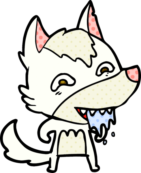 Bir insan tarafından çizilmiş aç kurt çizgi filmi.