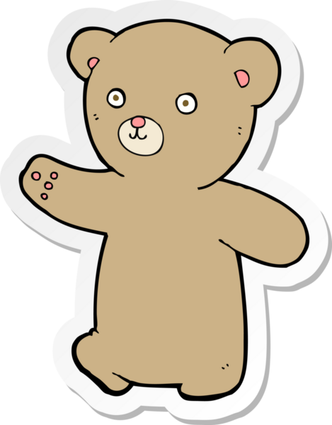 Bir insan tarafından çizilmiş oyuncak ayının çıkartması.