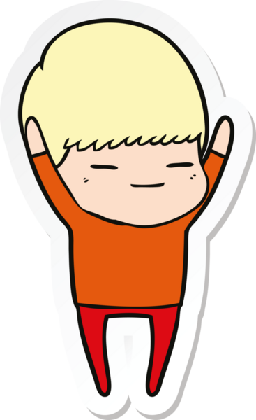 Bir insan tarafından çizilmiş kendini beğenmiş bir çocuğun çıkartması.