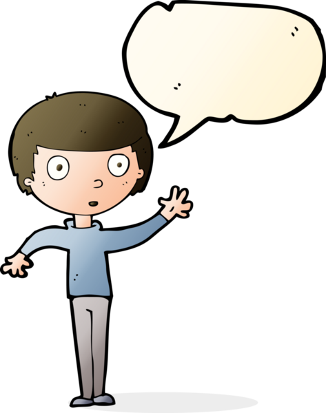 Bir insan tarafından çizilmiş konuşma balonlu çizgi film çocuğu.