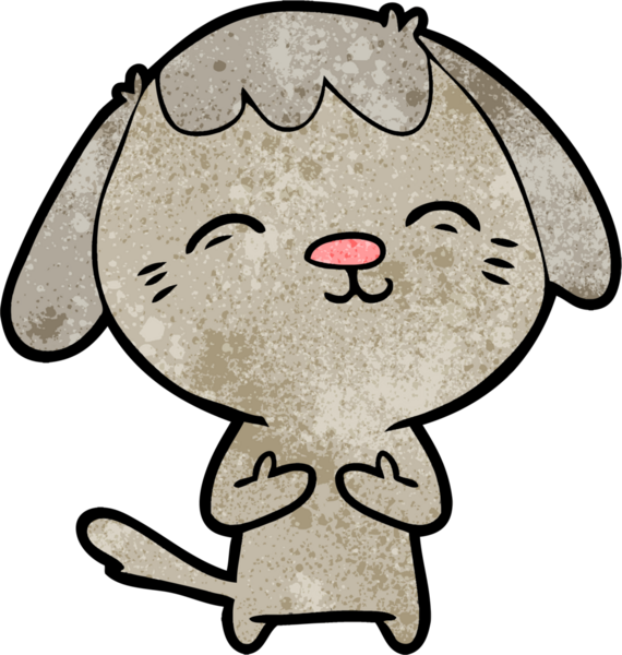 Bir insan tarafından çizilmiş mutlu çizgi film köpeği.