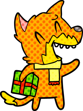 Bir insan tarafından çizilmiş tilki çizgi film karakteri.