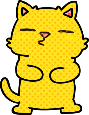 Bir insan tarafından çizilmiş çizgi roman tarzı tuhaf bir kedi.