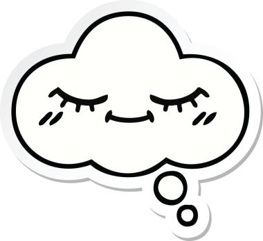 Bir insan tarafından çizilmiş şirin bir düşünce baloncuğunun çıkartması.