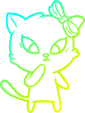 Bir insan tarafından çizilen çizgi film kedisinin soğuk gradyan çizgisi.