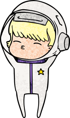 Bir insan tarafından çizilmiş meraklı astronot çizgi filmi.