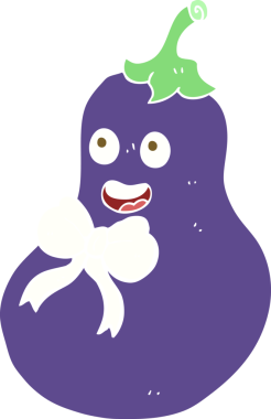 Bir insan tarafından çizilmiş patlıcanın düz renk çizimi