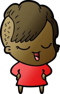 Bir insan tarafından çizilmiş mutlu çizgi film kızı.