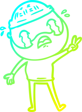 Bir insan tarafından çizilmiş ağlayan sakallı bir adamın çizdiği soğuk çizgi.