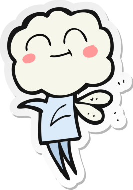 Bir insan tarafından çizilmiş şirin bulut kafalı bir şeytanın çıkartması.