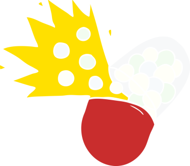 Düz renkli çizgi film. Bir insan tarafından çizilmiş güçlü ilaç.