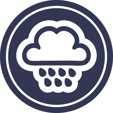 Bir insan tarafından çizilmiş yağmur bulutu dairesel simgesi