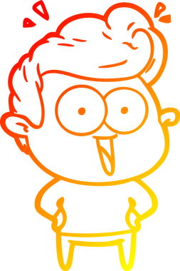 Bir insan tarafından çizilmiş, heyecanlı bir çizgi film çizimi.