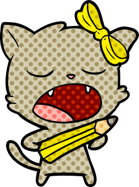 Bir insan tarafından çizilmiş esneyen kedi çizgi filmi.