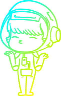 Bir insan tarafından çizilmiş soğuk gradyan çizgi çizimi meraklı bir astronot.