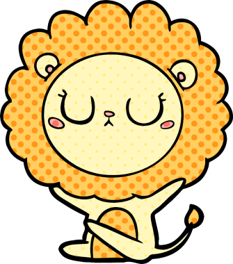 Bir insan tarafından çizilmiş çizgi film aslanı.