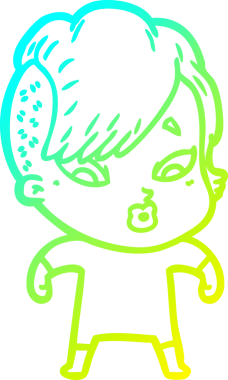 Bir karikatür çizimi, bir insan tarafından çizilmiş bir kızı şaşırttı.