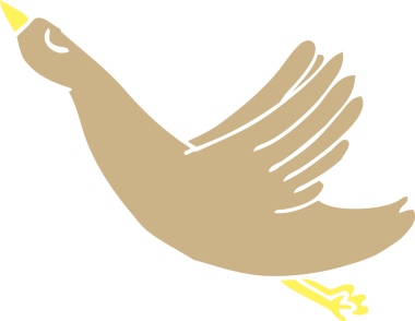 Bir insan tarafından çizilmiş uçan ördek.