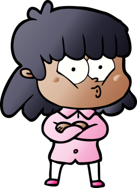 Bir insan tarafından çizilmiş ıslık çalan kız.