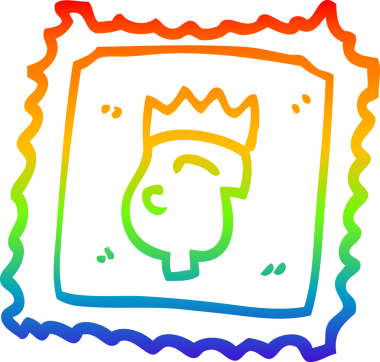 gökkuşağı gradyanı bir insan tarafından çizilmiş bir karton damga çizimi