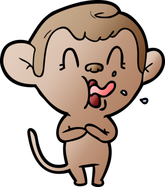 Bir insan tarafından çizilmiş çılgın çizgi film maymunu