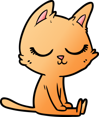 Bir insan tarafından çizilmiş sakin çizgi film kedisi.