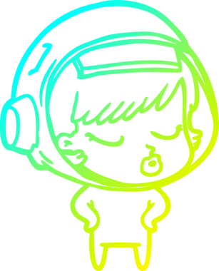 Bir çizgi film karakteri çizen soğuk gradyan bir insan tarafından çizilmiş güzel astronot kız.