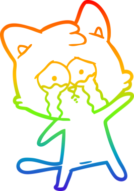 Bir insan tarafından çizilmiş ağlayan çizgi film kedisinin çizimi.