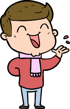 Bir insan tarafından çizilmiş gülen çizgi film adamı.