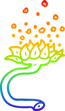 gökkuşağı gradyan çizimi bir insan tarafından çizilen polenleri serbest bırakan bir çizgi çiçek çizimi