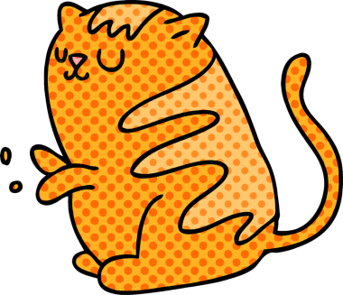 Bir insan tarafından çizilmiş çizgi roman tarzı tuhaf bir kedi.