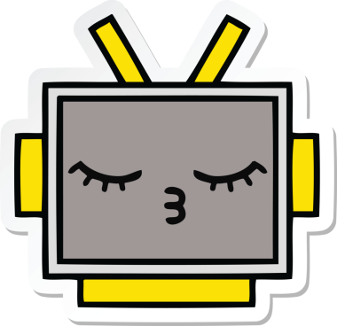 Bir insan tarafından çizilmiş şirin bir robot kafasının çıkartması.