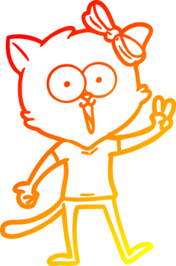 Bir insan tarafından çizilmiş çizgi film kedisinin sıcak çizgi çizimi