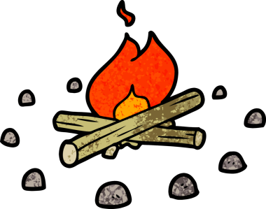 bir insan tarafından çizilmiş karikatür kamp ateşi