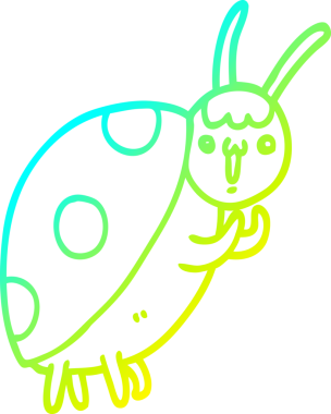 Bir insan tarafından çizilmiş sevimli bir uğur böceğinin soğuk gradyan çizimi