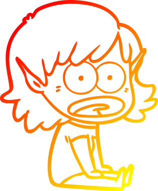 Bir çizgi film karakteri çizimi bir insan tarafından çizilmiş elf kızı şok etti.