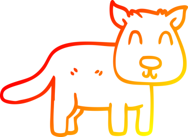 Bir insan tarafından çizilen sakin bir köpeğin sıcak çizgi çizimi