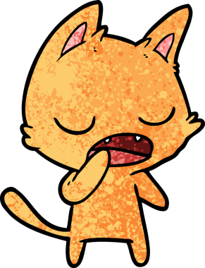 Bir insan tarafından çizilmiş konuşan kedi çizgi filmi.