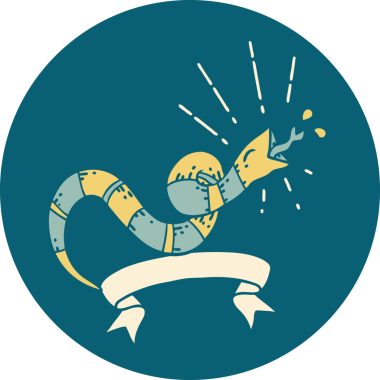 Bir insan tarafından çizilmiş dövme stili tıslayan yılanın simgesi