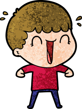 Bir insan tarafından çizilmiş gülen karikatür adam.