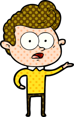 Bir insan tarafından çizilmiş çizgi film bakışlı adam.