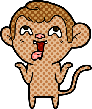 Bir insan tarafından çizilmiş çılgın çizgi film maymunu